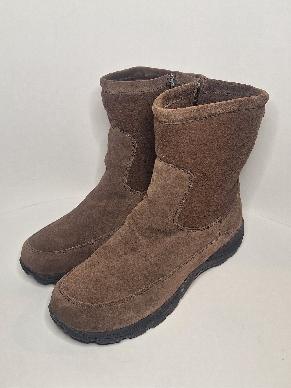 L.L. Bean Primaloft Brown Suede Zip Up Winter Work Boots Mens Size 11.5 M Good